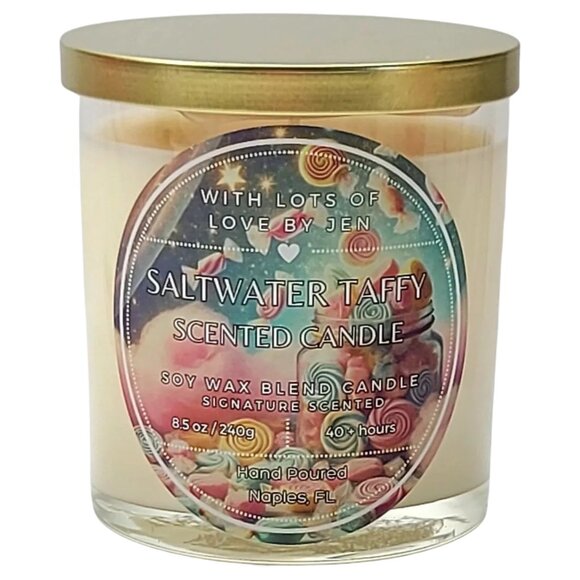 With Lots Of Love By Jen Saltwater Taffy Scented Candle - Picture 1 of 6